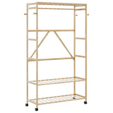 Vidaxl kledingrek met schappen en wielen 110x40x180 cm bamboe - afbeelding 1