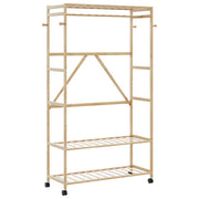 Vidaxl kledingrek met schappen en wielen 110x40x180 cm bamboe - afbeelding 1