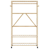 Vidaxl kledingrek met schappen en wielen 110x40x180 cm bamboe - afbeelding 3