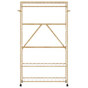 Vidaxl kledingrek met schappen en wielen 110x40x180 cm bamboe - afbeelding 3