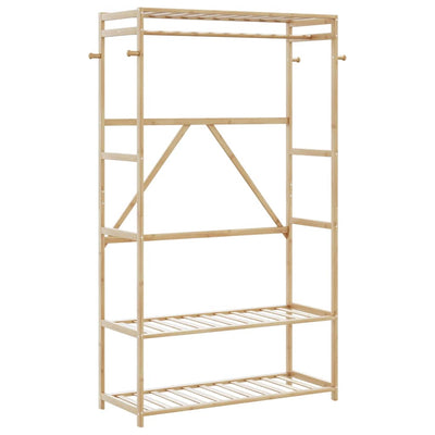 Vidaxl kledingrek met schappen 110x40x175 cm bamboe