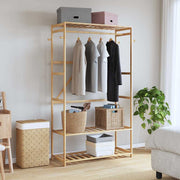 Vidaxl kledingrek met schappen 110x40x175 cm bamboe - afbeelding 2
