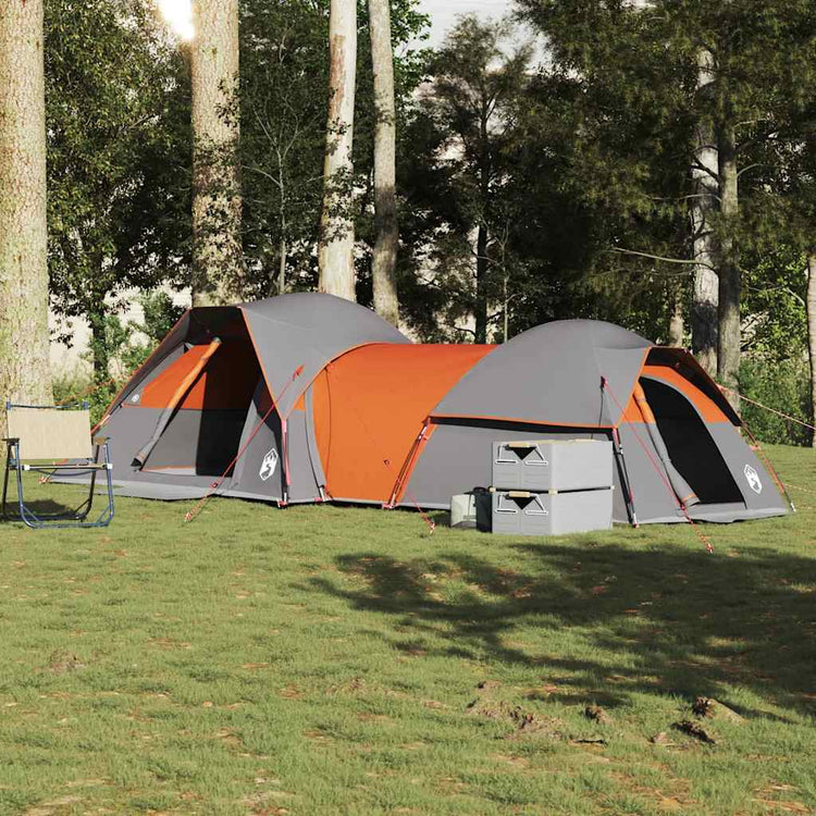Vidaxl tent 5-persoons waterdicht grijs en oranje