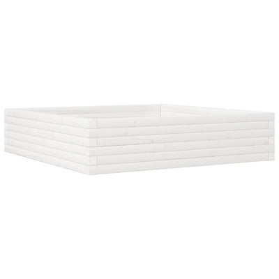 Vidaxl plantenbak 100x100x23 cm massief grenenhout wit