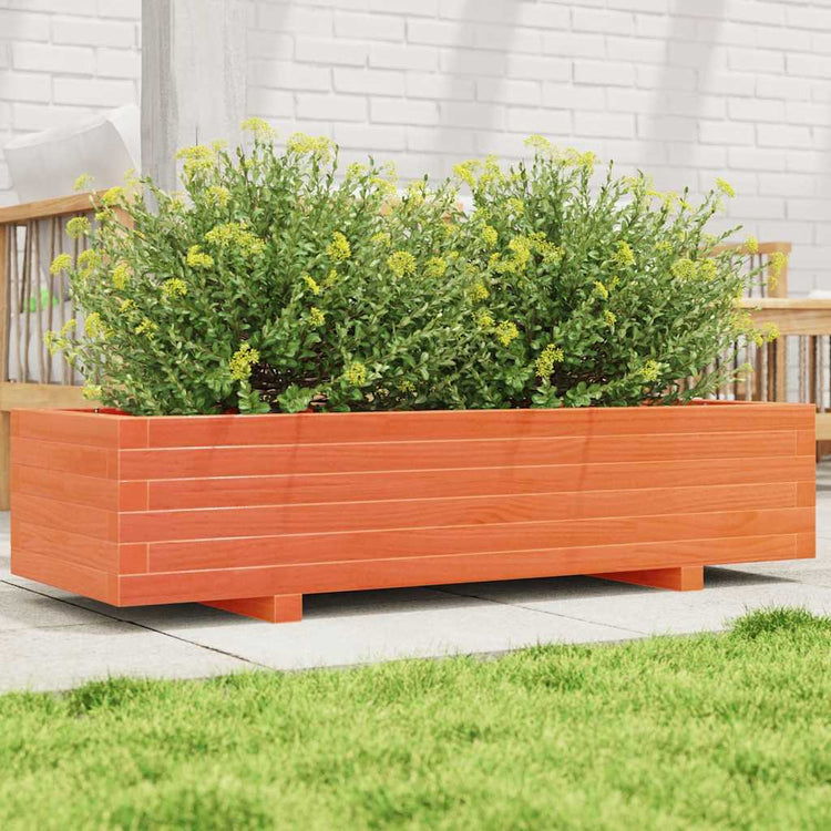 Vidaxl plantenbak 110x40x26,5 cm massief grenenhout wasbruin