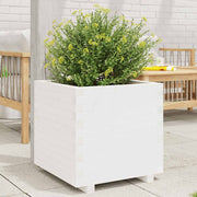 Vidaxl plantenbak 50x50x49,5 cm massief grenenhout wit - afbeelding 1