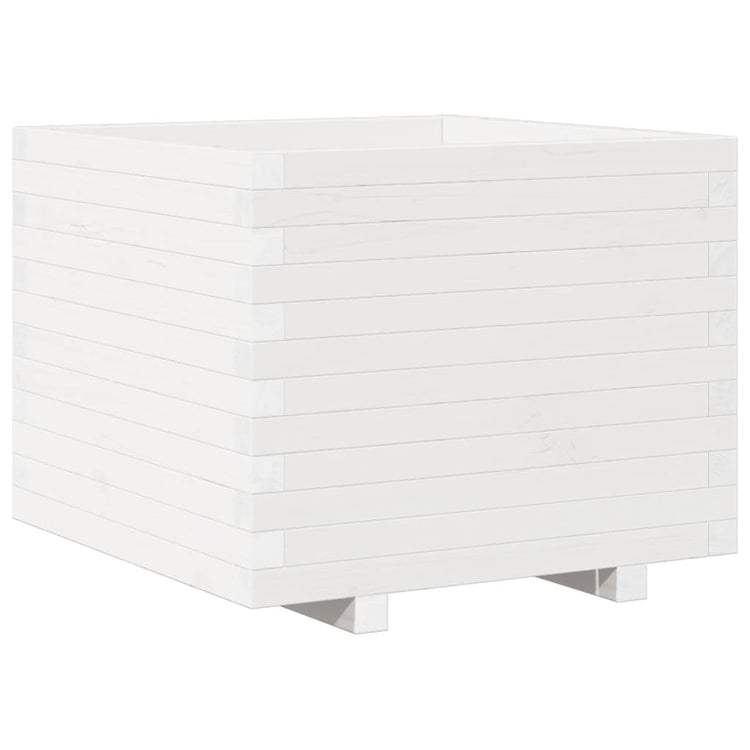 VidaXL Plantenbak 60x60x49,5 cm massief grenenhout wit