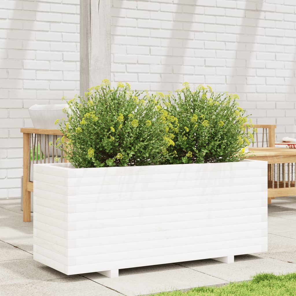 Vidaxl plantenbak 110x40x49,5 cm massief grenenhout wit