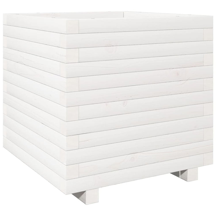 Vidaxl plantenbak 50x50x49,5 cm massief grenenhout wit