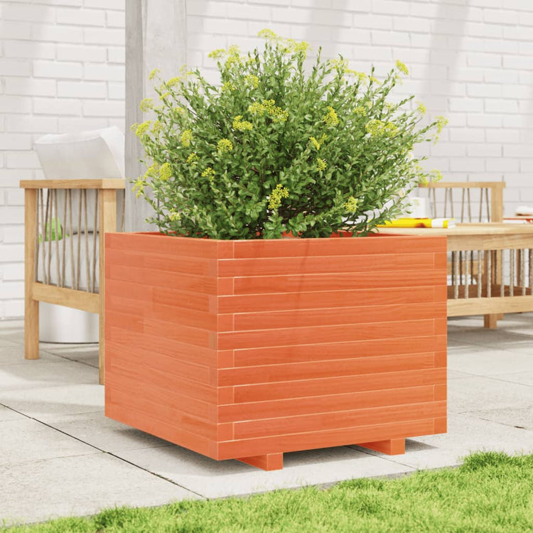 Vidaxl plantenbak 60x60x49,5 cm massief grenenhout wasbruin