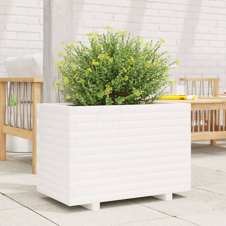 Vidaxl plantenbak 70x40x49,5 cm massief grenenhout wit