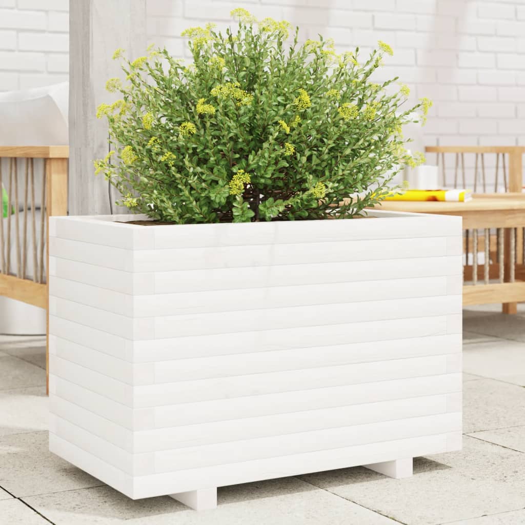 Vidaxl plantenbak 70x40x49,5 cm massief grenenhout wit