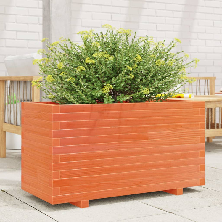 Vidaxl plantenbak 90x40x49,5 cm massief grenenhout wasbruin