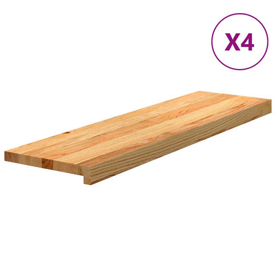 Vidaxl traptreden 4 st 90x25x2 cm massief eikenhout lichtbruin