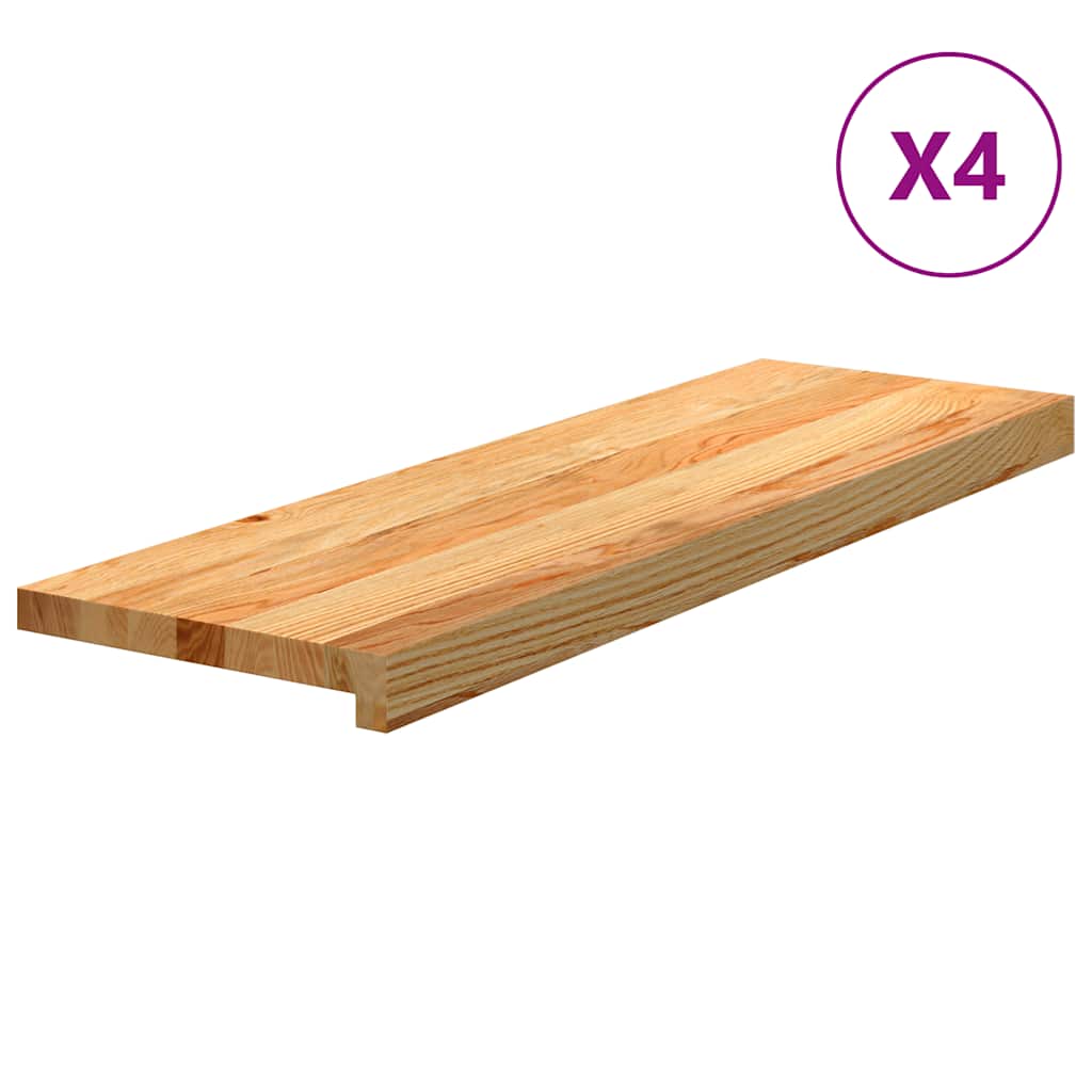Vidaxl traptreden 4 st 80x30x2 cm massief eikenhout lichtbruin