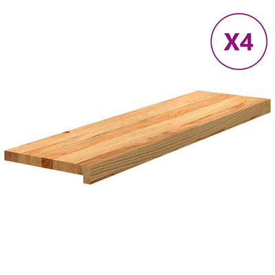 Vidaxl traptreden 4 st 90x30x2 cm massief eikenhout lichtbruin