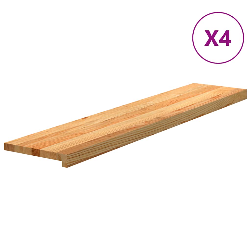 Vidaxl traptreden 4 st 120x30x2 cm massief eikenhout lichtbruin