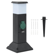 Vidaxl tuinstopcontact met lamp en grondpin 2-wegs 16x16x39,5 cm - afbeelding 1