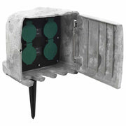 Vidaxl tuinstopcontact met grondpin lichtsensor 4-wegs steenlook grijs - afbeelding 3