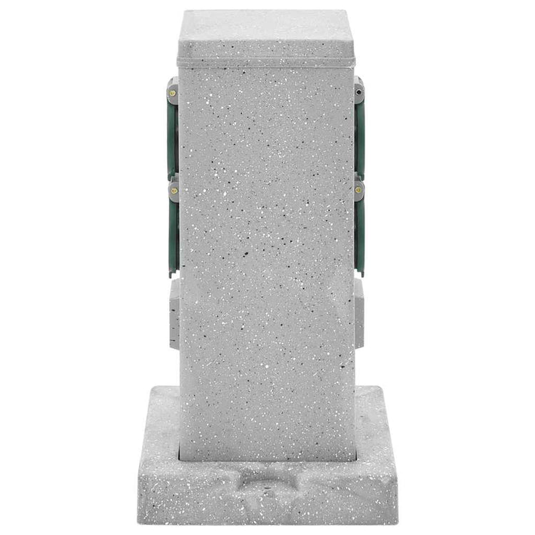 Vidaxl tuinstopcontact grondpin 4-wegs steen-look 16x16x29,5 cm grijs