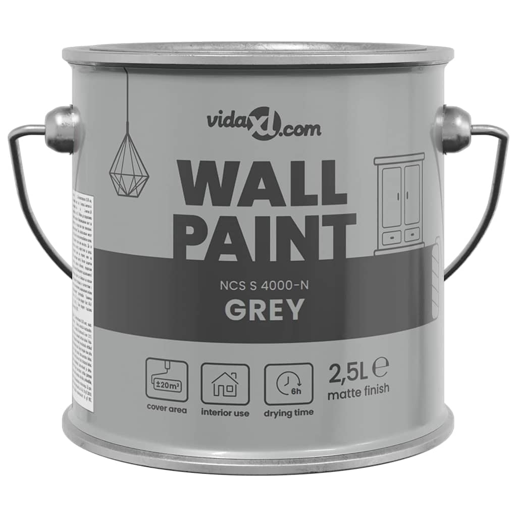 Vidaxl muurverf grijs 2,5 l wandprint