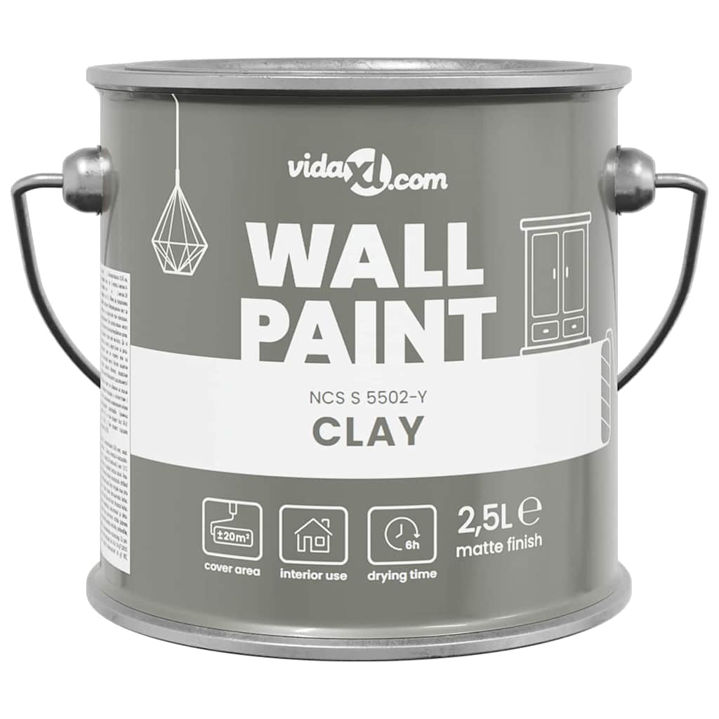Vidaxl muurverf grijs 2,5 l wandprint