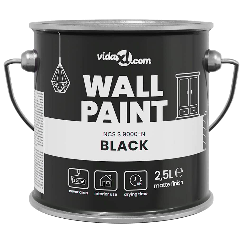 Vidaxl muurverf zwart 2,5 l wandprint
