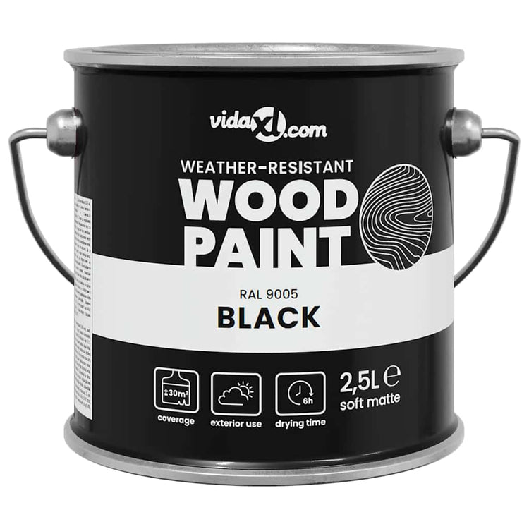Vidaxl houtverf zwart 2,5 l wandprint