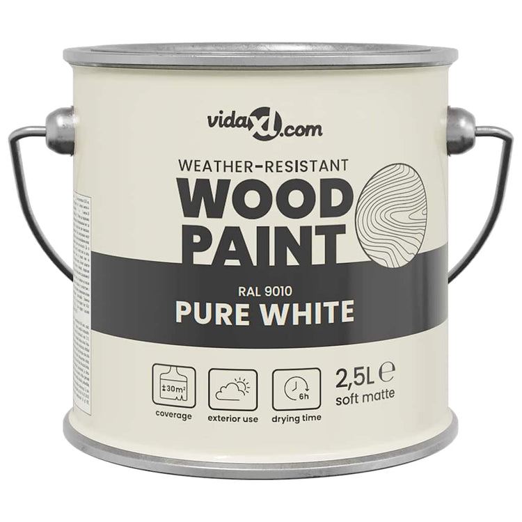 Vidaxl houtverf wit 2,5 l wandprint