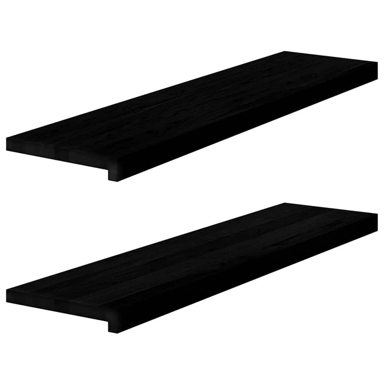 Vidaxl vensterbanken 2 st 100x25x2 cm massief eikenhout bruin-zwart