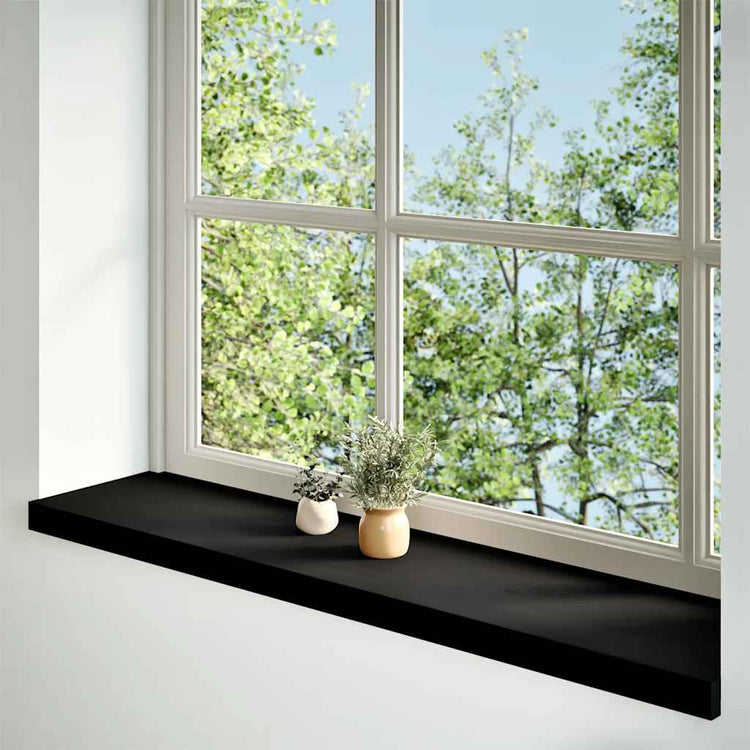 Vidaxl vensterbanken 2 st 100x25x2 cm massief eikenhout bruin-zwart