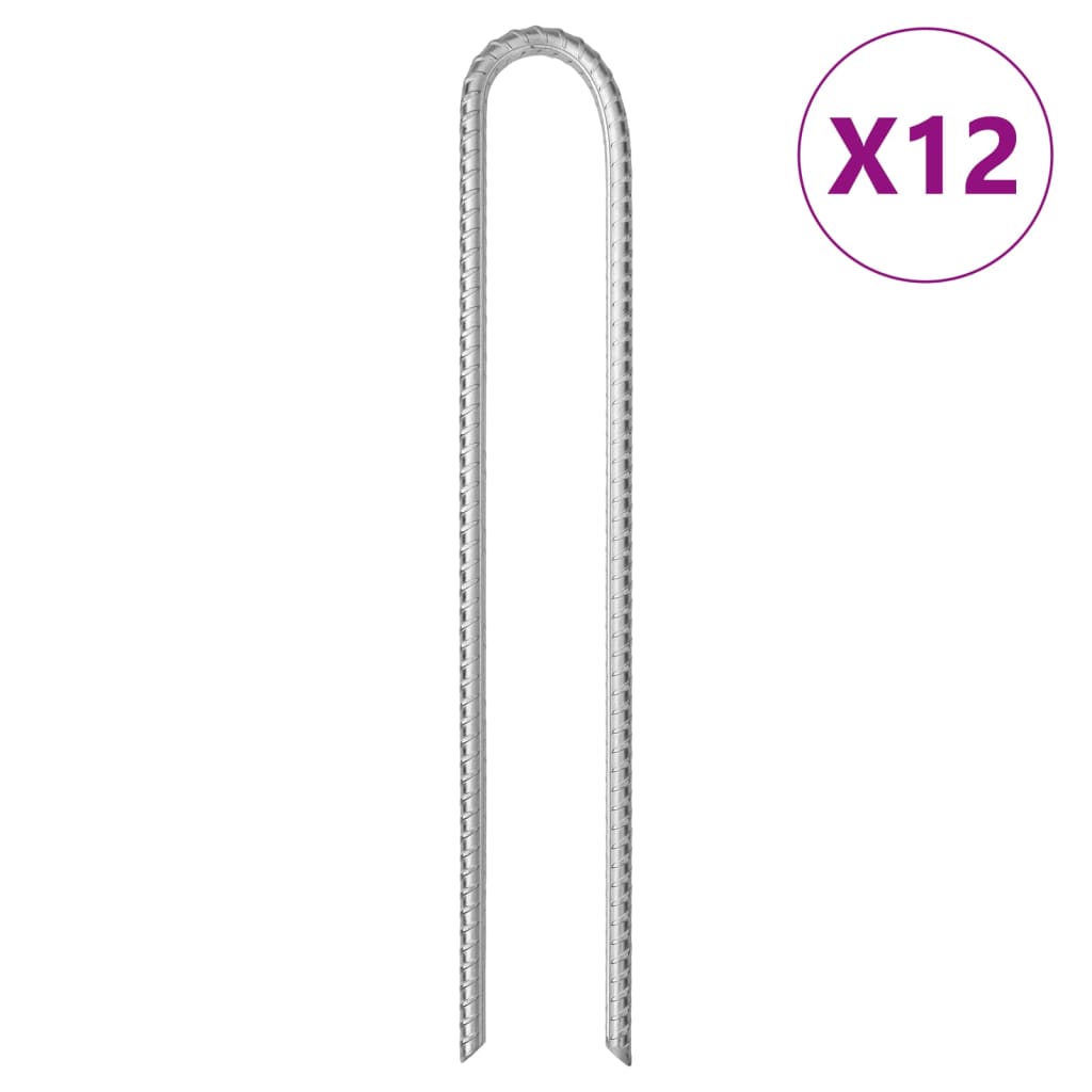 Vidaxl tentharingen 12 st u-vormig ø11,3 mm 37 cm gegalvaniseerd staal