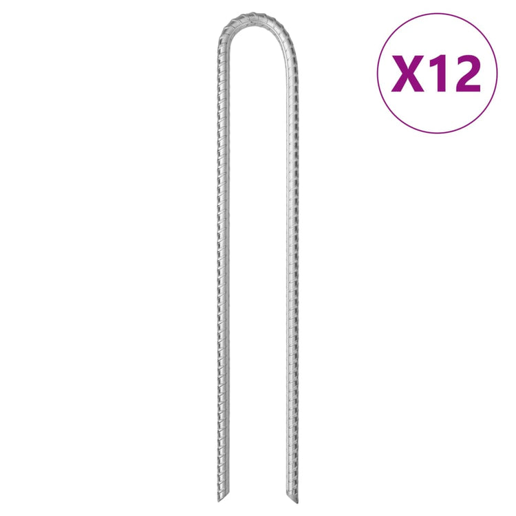 Vidaxl tentharingen 12 st u-vormig ø11,3 mm 37 cm gegalvaniseerd staal
