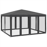 Vidaxl partytent met 8 mesh zijwanden 4x4 m hdpe antracietkleurig - afbeelding 2