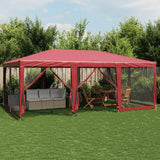 Vidaxl partytent met 10 mesh zijwanden 6x4 m hdpe rood - afbeelding 1