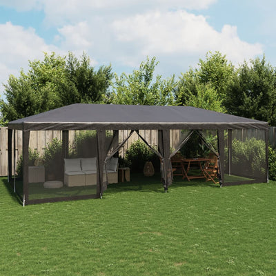 Vidaxl partytent met 12 mesh zijwanden 8x4 m hdpe antracietkleurig