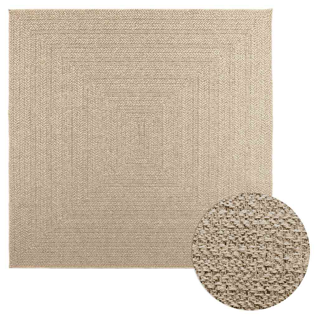 Vidaxl vloerkleed zizur beige binnen en buiten 200x200 cm jute look