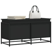 Vidaxl opbergbox met deksel 100x40x51,5 cm bewerkt hout zwart - afbeelding 1