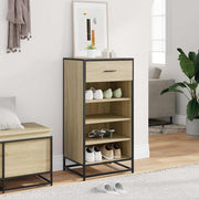 Vidaxl schoenenrek 48x38x97,5 cm bewerkt hout sonoma eikenkleurig - afbeelding 3