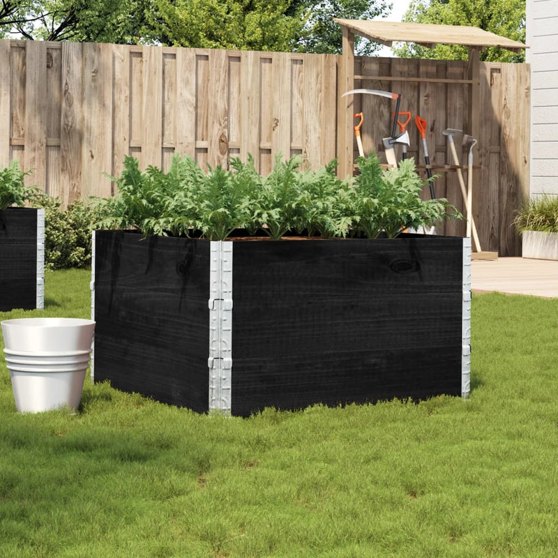Vidaxl plantenbak 100x100 cm massief grenenhout zwart