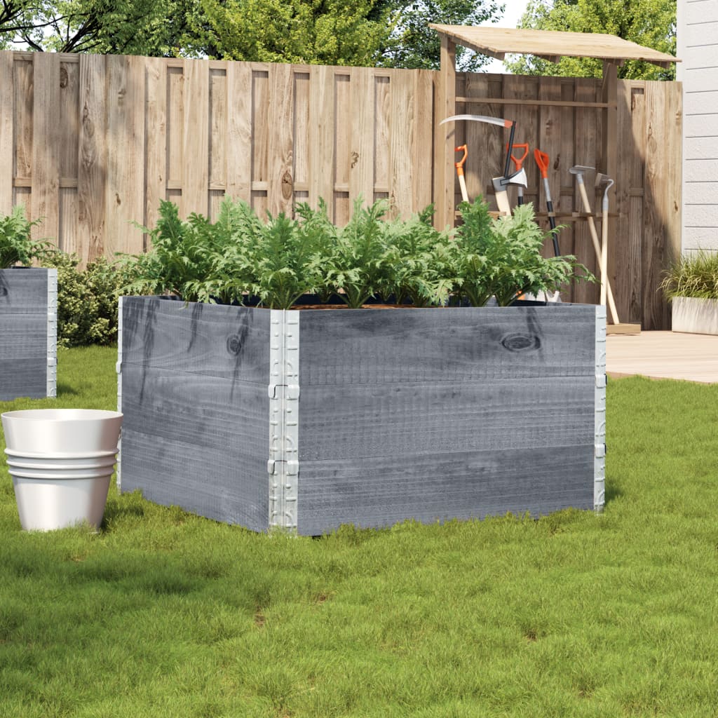 Vidaxl plantenbak 100x100 cm massief grenenhout grijs