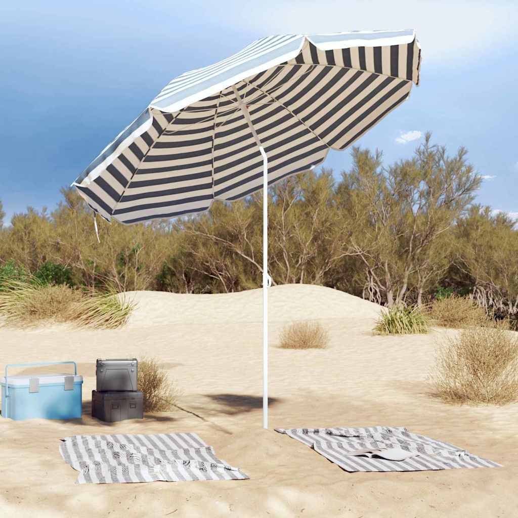 Vidaxl strandparasol blauw en wit 263 x 263 x 272 cm