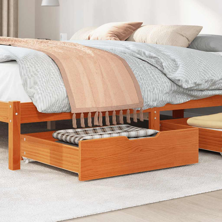 Vidaxl bedlades 2 st 65x55x17 massief grenenhout wasbruin