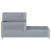 Vidaxl verhoogde plantenbak 3-laags 120x80 cm massief grenenhout grijs - afbeelding 3
