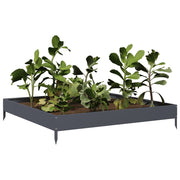 Vidaxl plantenbak verhoogd 100x100x18,5 cm staal antracietkleurig - afbeelding 3