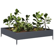Vidaxl plantenbak verhoogd 100x100x26 cm staal antracietkleurig - afbeelding 3