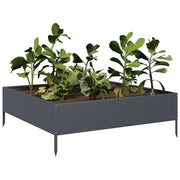 Vidaxl plantenbak verhoogd 100x100x33,5 cm staal antracietkleurig - afbeelding 3