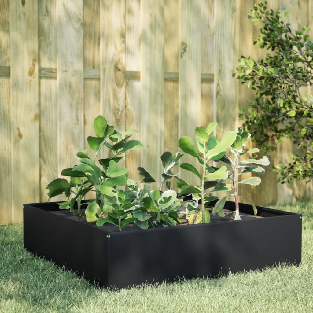 Vidaxl plantenbak verhoogd 100x100x41 cm staal zwart