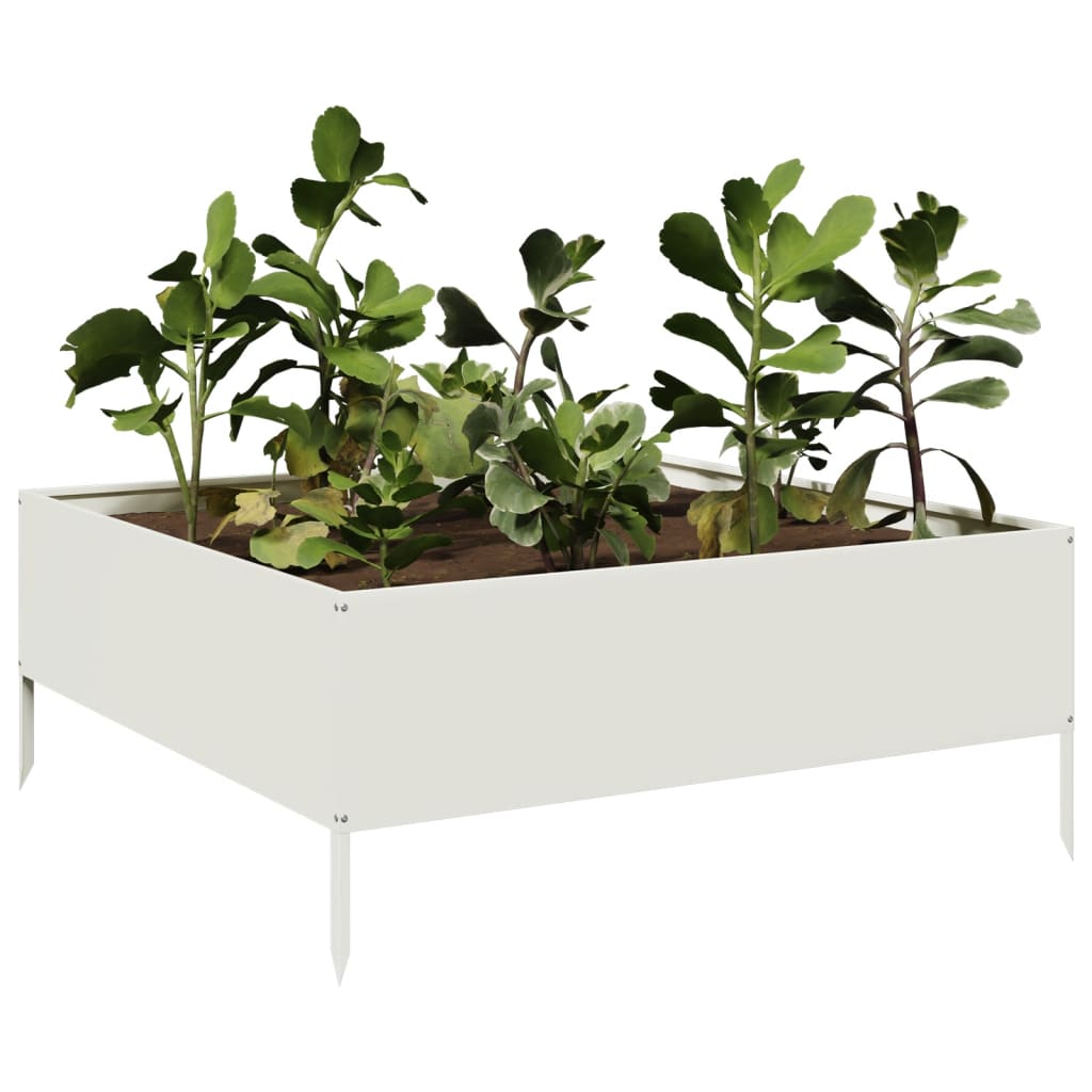 Vidaxl plantenbak verhoogd 100x100x41 cm staal wit