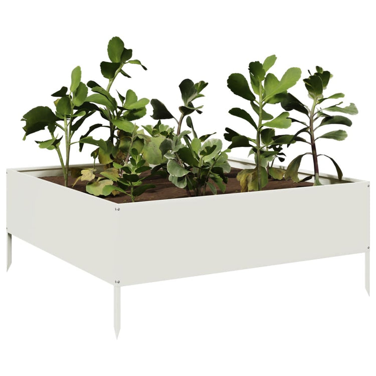 Vidaxl plantenbak verhoogd 100x100x41 cm staal wit
